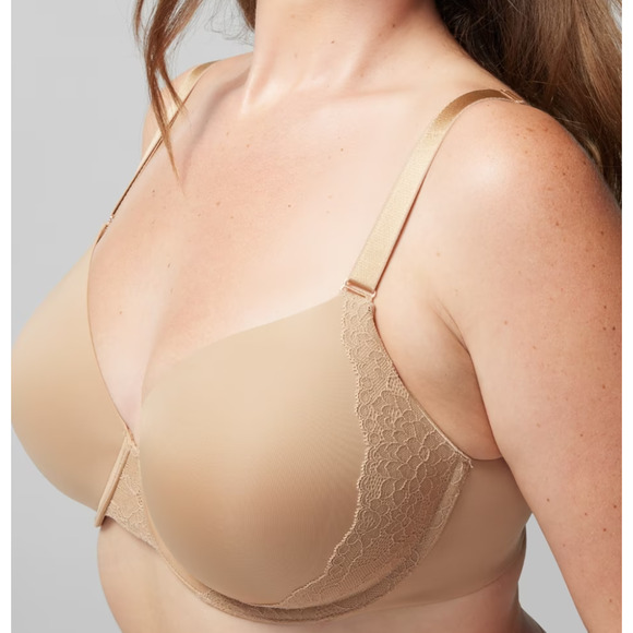 SOMA Warm Amber 40G Vanishing 360 Wireless Bra Smoothing Seamless Edge Lace Trim - Picture 2 of 6